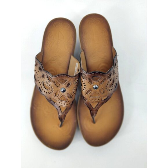 Clarks Thong Cutout Cork Wedge Sandals Size 10 - Picture 6 of 7